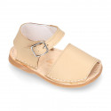 BABY KIDS Sandal shoes Menorquina style with buckle fastening in soft Nappa leather.