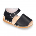 BABY KIDS Sandal shoes Menorquina style with buckle fastening in soft Nappa leather.