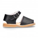 BABY KIDS Sandal shoes Menorquina style with buckle fastening in soft Nappa leather.