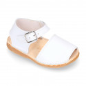 BABY KIDS Sandal shoes Menorquina style with buckle fastening in soft Nappa leather.