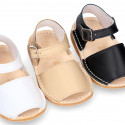 BABY KIDS Sandal shoes Menorquina style with buckle fastening in soft Nappa leather.