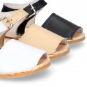 BABY KIDS Sandal shoes Menorquina style with buckle fastening in soft Nappa leather.