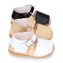 BABY KIDS Sandal shoes Menorquina style with buckle fastening in soft Nappa leather.