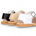 BABY KIDS Sandal shoes Menorquina style with buckle fastening in soft Nappa leather.