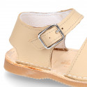 BABY KIDS Sandal shoes Menorquina style with buckle fastening in soft Nappa leather.