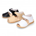 BABY KIDS Sandal shoes Menorquina style with buckle fastening in soft Nappa leather.