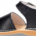 BABY KIDS Sandal shoes Menorquina style with buckle fastening in soft Nappa leather.