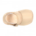 BABY KIDS Sandal shoes Menorquina style with buckle fastening in soft Nappa leather.