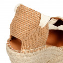 Suede leather wedge woman espadrilles shoes with ribbons closure.