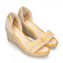 BRAIDED Cotton canvas women wedge espadrille shoes with SANDAL style in trendy colors.