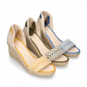 BRAIDED Cotton canvas women wedge espadrille shoes with SANDAL style in trendy colors.