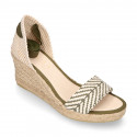 BRAIDED Cotton canvas women wedge espadrille shoes with SANDAL style in trendy colors.