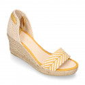 BRAIDED Cotton canvas women wedge espadrille shoes with SANDAL style in trendy colors.