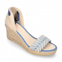 BRAIDED Cotton canvas women wedge espadrille shoes with SANDAL style in trendy colors.