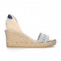 BRAIDED Cotton canvas women wedge espadrille shoes with SANDAL style in trendy colors.