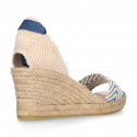 BRAIDED Cotton canvas women wedge espadrille shoes with SANDAL style in trendy colors.