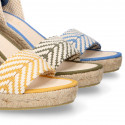 BRAIDED Cotton canvas women wedge espadrille shoes with SANDAL style in trendy colors.