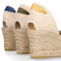 BRAIDED Cotton canvas women wedge espadrille shoes with SANDAL style in trendy colors.