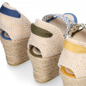 BRAIDED Cotton canvas women wedge espadrille shoes with SANDAL style in trendy colors.