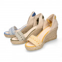 BRAIDED Cotton canvas women wedge espadrille shoes with SANDAL style in trendy colors.