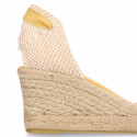 BRAIDED Cotton canvas women wedge espadrille shoes with SANDAL style in trendy colors.