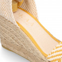BRAIDED Cotton canvas women wedge espadrille shoes with SANDAL style in trendy colors.