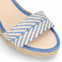 BRAIDED Cotton canvas women wedge espadrille shoes with SANDAL style in trendy colors.