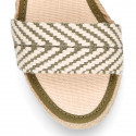 BRAIDED Cotton canvas women wedge espadrille shoes with SANDAL style in trendy colors.