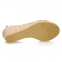 BRAIDED Cotton canvas women wedge espadrille shoes with SANDAL style in trendy colors.