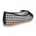 Woman ballet flats with ribbon design in VICHY cotton canvas.