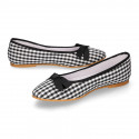Woman ballet flats with ribbon design in VICHY cotton canvas.