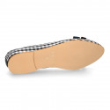 Woman ballet flats with ribbon design in VICHY cotton canvas.