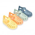 Classic Kids jelly shoes for Beach and Pool use in new SOLID colors with hook and loop strap closure.