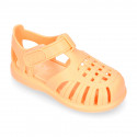 Classic Kids jelly shoes for Beach and Pool use in new SOLID colors with hook and loop strap closure.