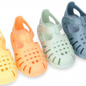 Classic Kids jelly shoes for Beach and Pool use in new SOLID colors with hook and loop strap closure.