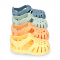 Classic Kids jelly shoes for Beach and Pool use in new SOLID colors with hook and loop strap closure.