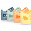 Classic Kids jelly shoes for Beach and Pool use in new SOLID colors with hook and loop strap closure.