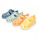 Classic Kids jelly shoes for Beach and Pool use in new SOLID colors with hook and loop strap closure.