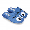 FUNNY Terry cloth Home shoes with open heel design.