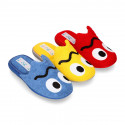 FUNNY Terry cloth Home shoes with open heel design.