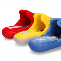 FUNNY Terry cloth Home shoes with open heel design.