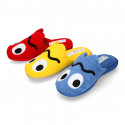 FUNNY Terry cloth Home shoes with open heel design.