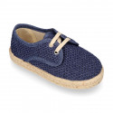 Kids CROCHET Cotton canvas Laces up shoes Espadrille style design.