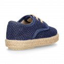 Kids CROCHET Cotton canvas Laces up shoes Espadrille style design.