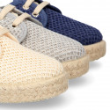 Kids CROCHET Cotton canvas Laces up shoes Espadrille style design.