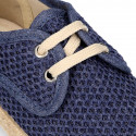 Kids CROCHET Cotton canvas Laces up shoes Espadrille style design.