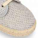 Kids CROCHET Cotton canvas Laces up shoes Espadrille style design.