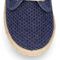 Kids CROCHET Cotton canvas Laces up shoes Espadrille style design.