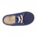 Kids CROCHET Cotton canvas Laces up shoes Espadrille style design.