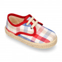 Kids SQUARE Cotton canvas Laces up shoes Espadrille style design.